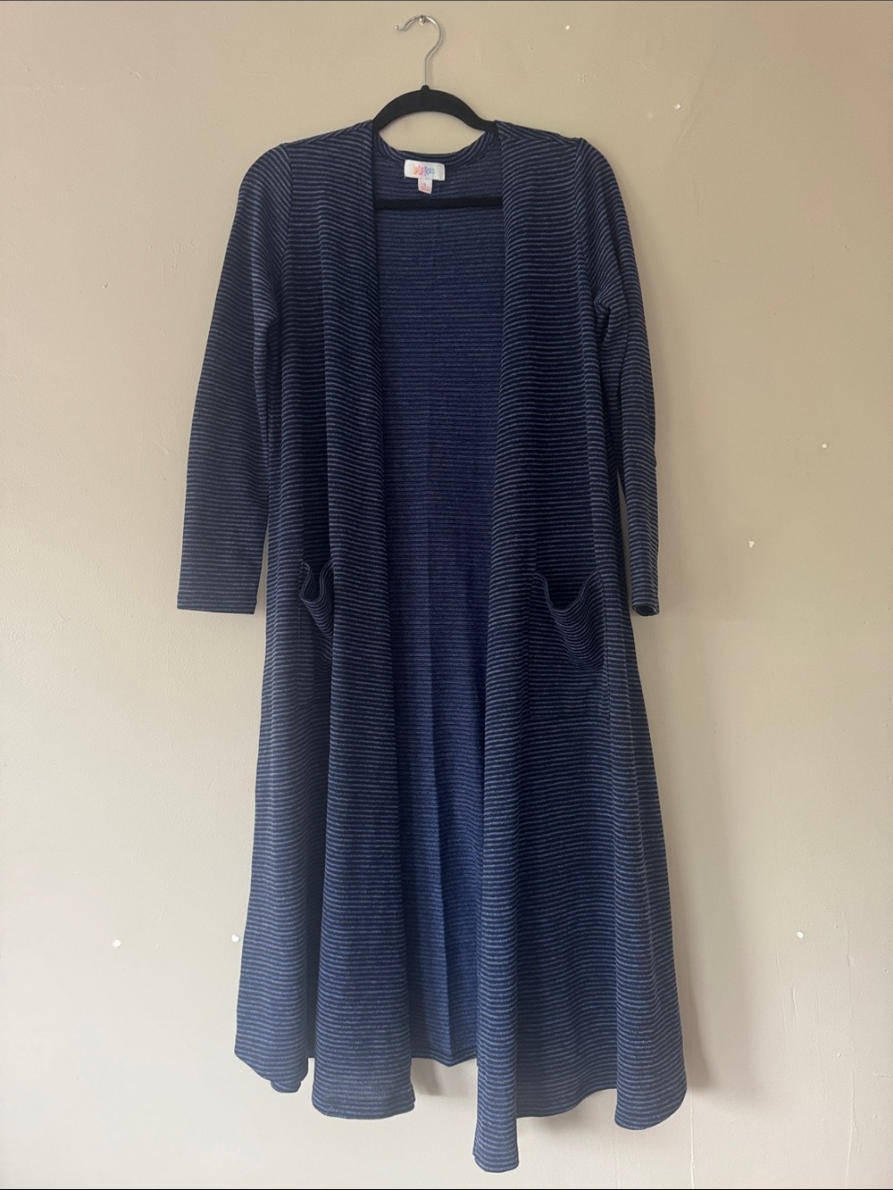 LuLaRoe Navy and Black Striped Duster Cardigan